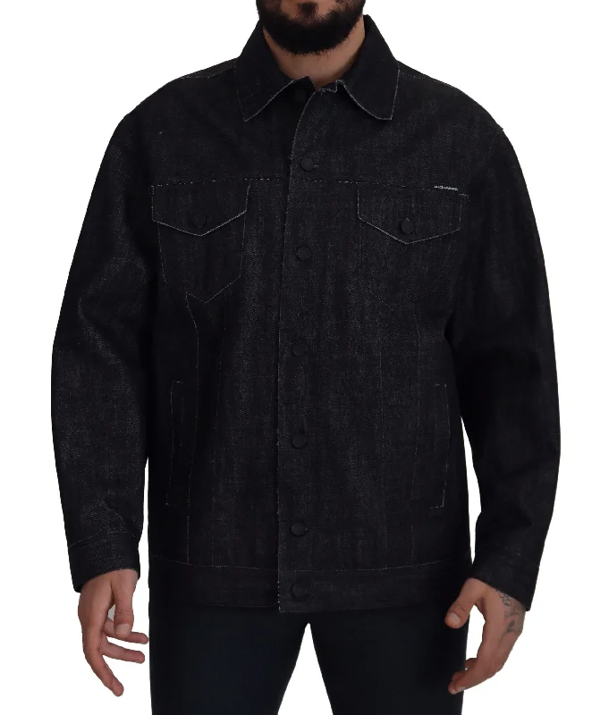Men's Coats for Mild WeatherElegant Black Denim Jacket