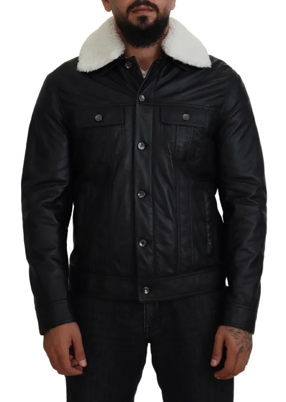 Essential Men's Puffer JacketsElegant Black Leather Bomber Jacket