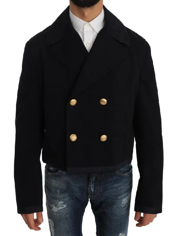 Men's Coats with Down InsulationElegant Dark Blue Trench Coat Jacket
