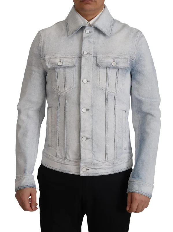Men's Coats for WorkElegant Light Blue Denim Jacket