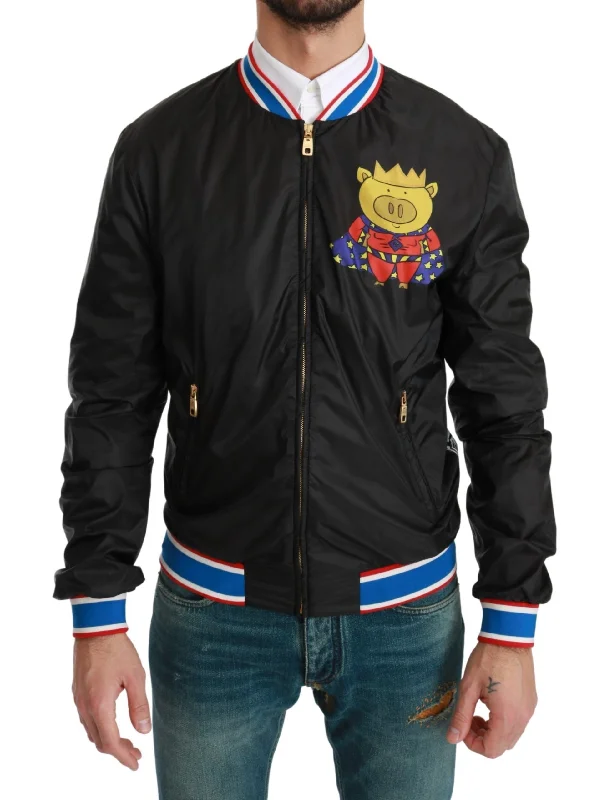 Stylish Men's Biker JacketsElegant Multicolor Motive Bomber Jacket