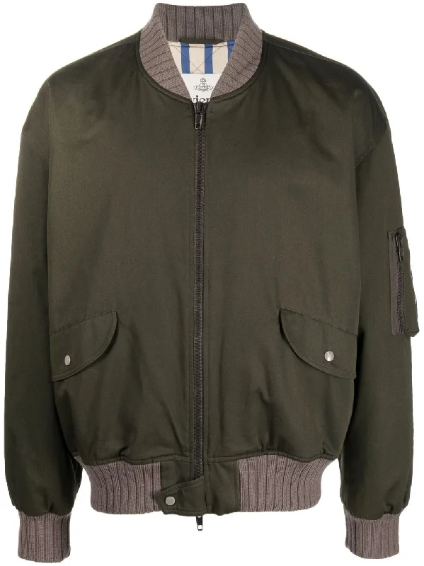Men's Coats with Inner PocketsEmbroidered Bomber Jacket
