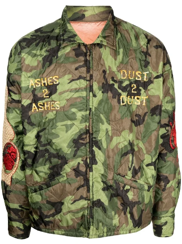 Waterproof Men's ParkasEmbroidered Camouflage-Print Jacket