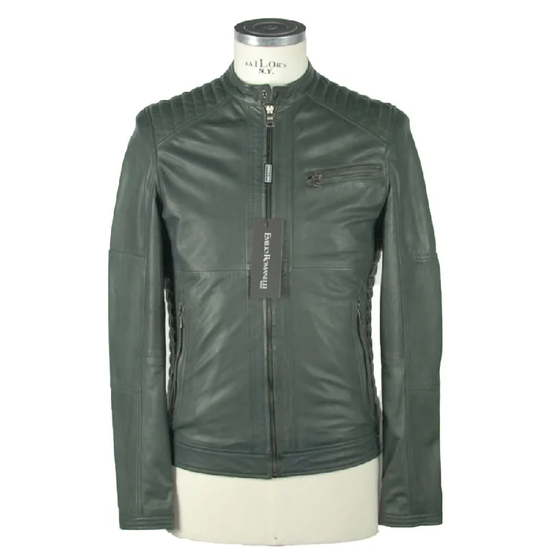 Men's Coats with Hidden PocketsEmerald Elegance Leather Jacket