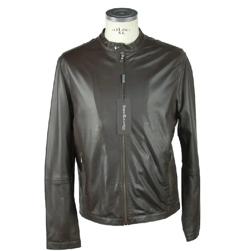 Men's Coats with Military InfluenceEmilio Romanelli Elegant Leather Jacket