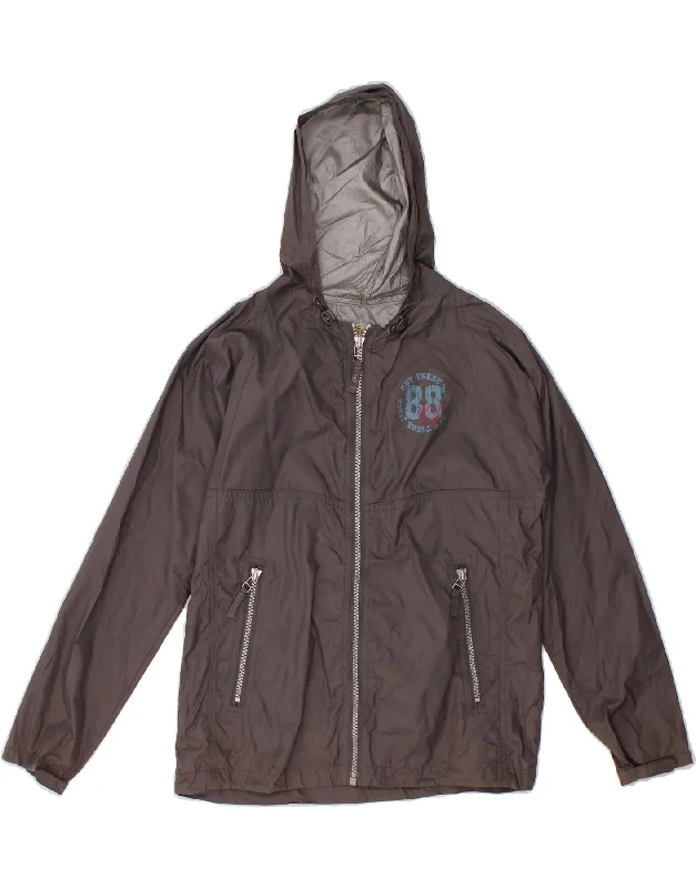 Men's Coats with PocketsFAT FACE Boys Hooded Rain Jacket 10-11 Years Grey Nylon