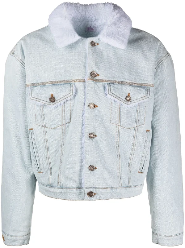 Men's Coats for Short MenFaux-Fur Collar Denim Jacket