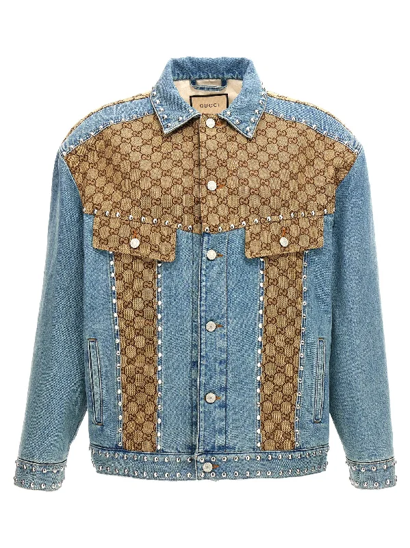 Men's Coats with Reflective StripesGg Insert Denim Jacket