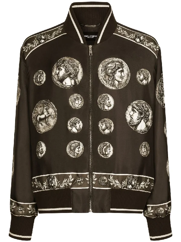 Men's Coats for WorkGraphic-Print Long-Sleeved Jacket