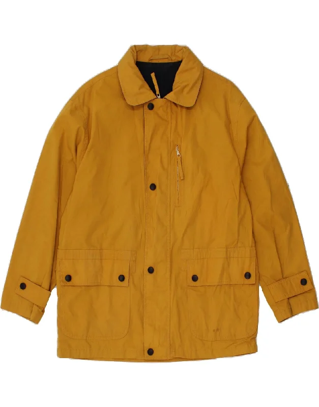 Durable Men's Car CoatsGREEN LEAVES Mens Hooded Windbreaker Jacket UK 38 Medium Yellow Polyester Durable Men's Car CoatsGREEN LEAVES Mens Hooded Windbreaker Jacket UK 38 Medium Yellow Polyester