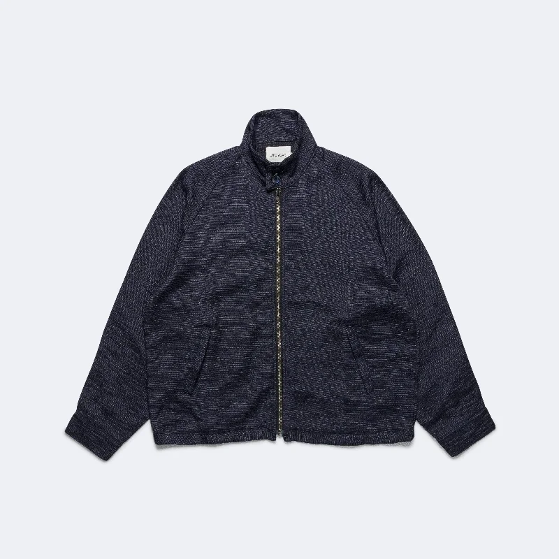 Men's Coats with Quilted LiningHarrington Jacket - Navy Tweed