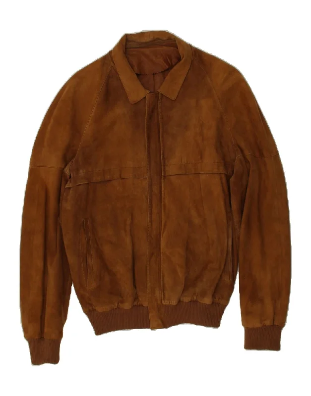 Men's Coats for Outdoor ActivitiesLAVORAZIONE ARTIGIANALE Mens Suede Bomber Jacket UK 36 Small Brown Men's Coats for Outdoor ActivitiesLAVORAZIONE ARTIGIANALE Mens Suede Bomber Jacket UK 36 Small Brown