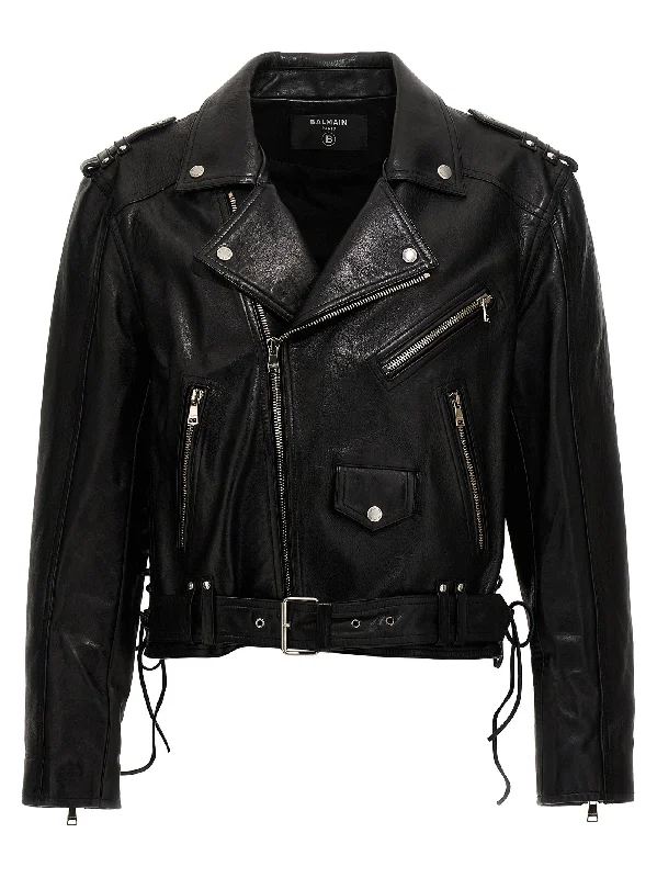 Casual Men's Bomber JacketsLeather Biker Jacket