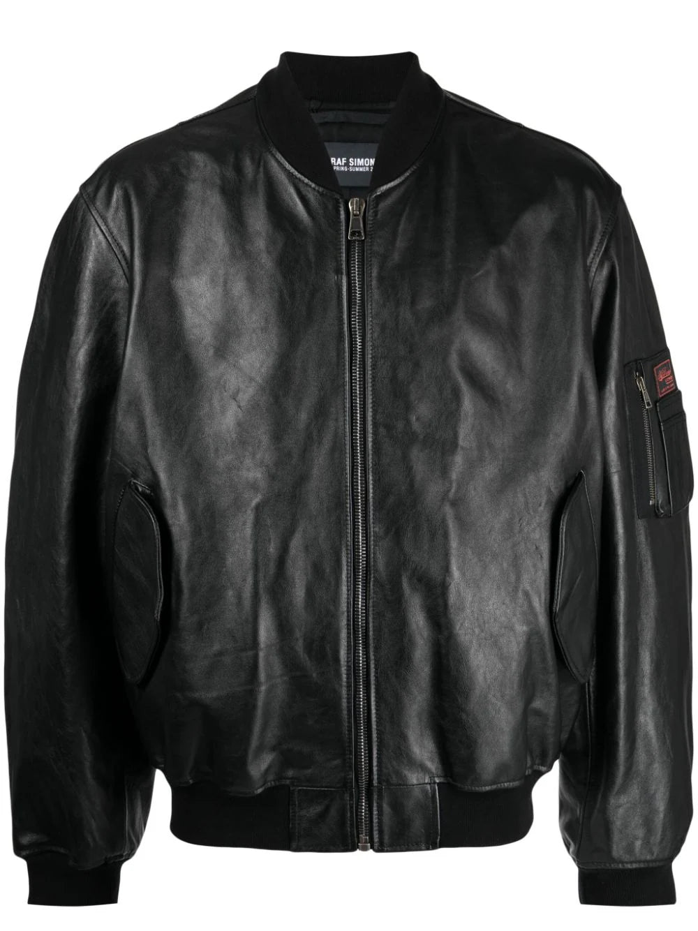 Affordable Men's Winter CoatsLogo-Patch Leather Bomber Jacket