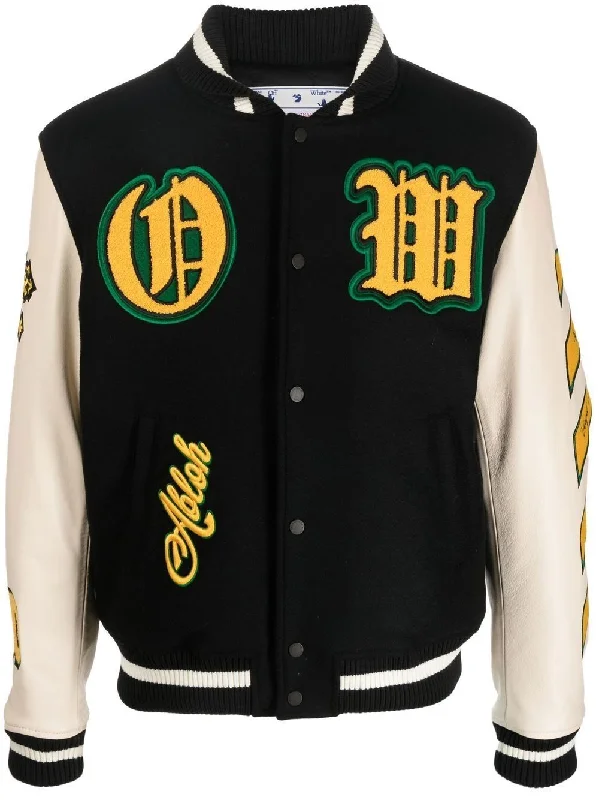 Casual Men's Bomber JacketsLogo-Patch Varsity Jacket