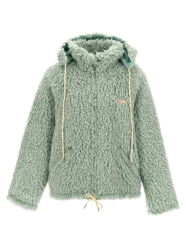 Men's Coats with Vintage StyleLong Pile Shaggy Hooded Jacket