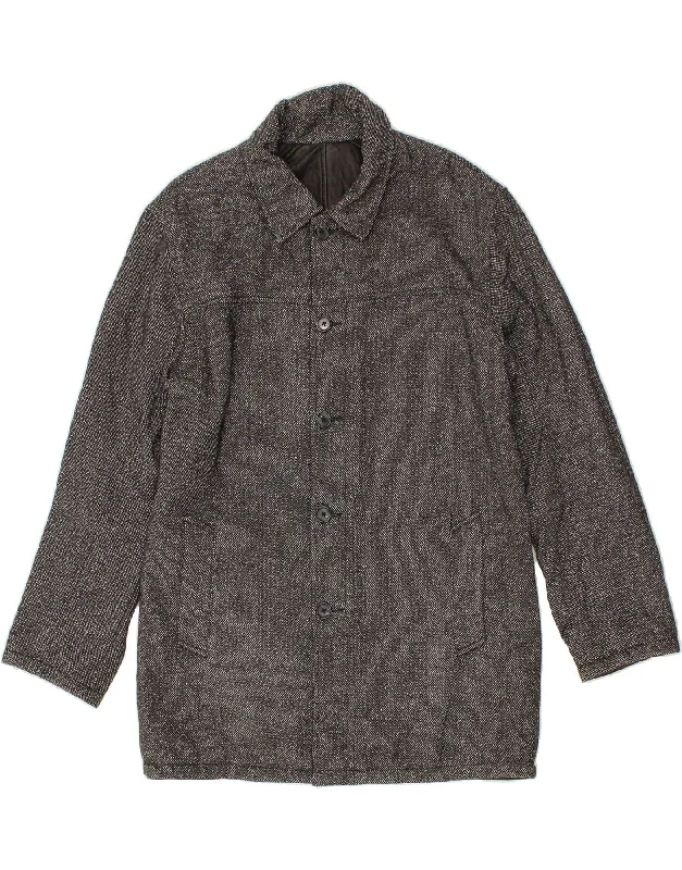 Men's Coats with Flannel LiningLUCA D'ALTIERI Mens Reversible Jacket IT 50 Large Grey Wool