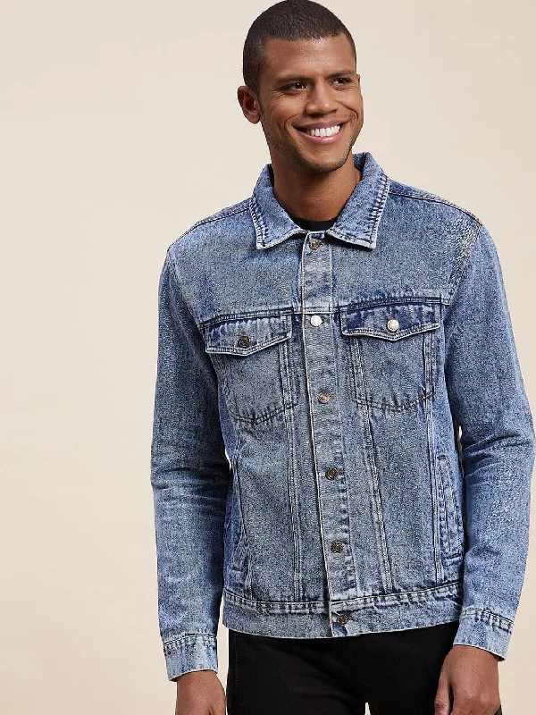 Men's Coats for WalkingMen's Blue Washed Denim Jacket