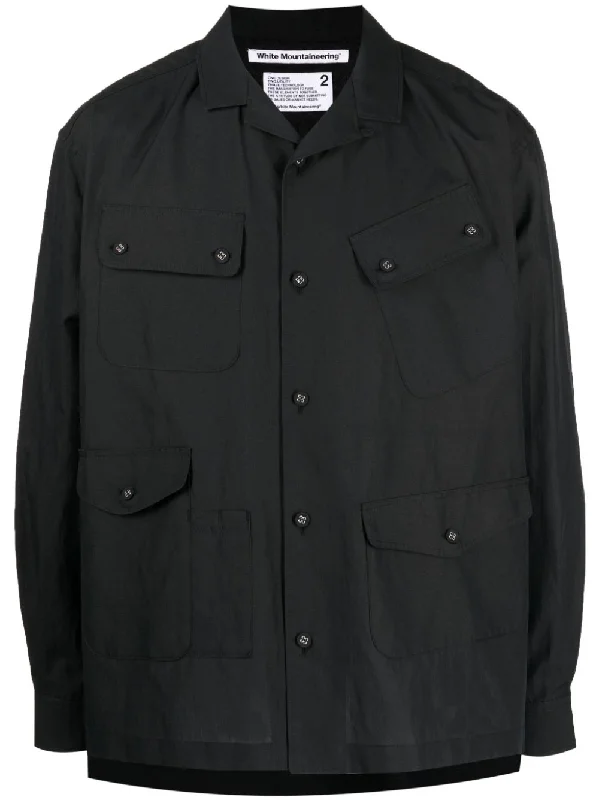Men's Coats with Fur TrimMulti-Pocket Shirt Jacket