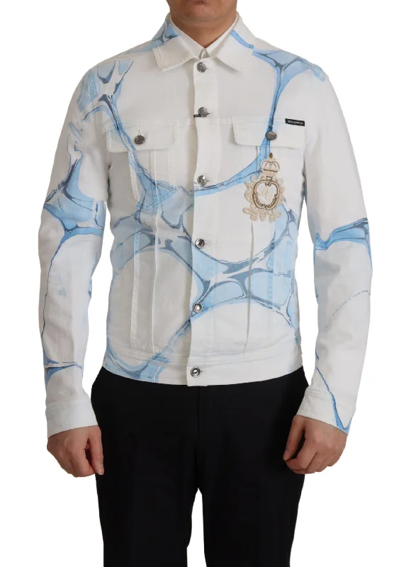 Men's Coats with Modern CutsMulticolor Logo Embroidered Denim Jacket
