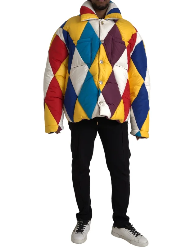 Men's Coats with Vintage StyleMulticolor Windbreaker Puffer Jacket Men