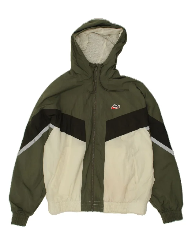 Men's Coats with Slim FitsNIKE Mens Hooded Rain Jacket UK 38 Medium Green Colourblock Polyester Men's Coats with Slim FitsNIKE Mens Hooded Rain Jacket UK 38 Medium Green Colourblock Polyester