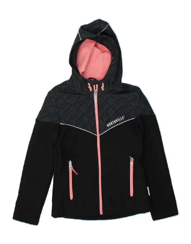 Men's Coats for Tall MenNORTHVILLE Girls Hooded Windbreaker Jacket 11-12 Years Black Colourblock