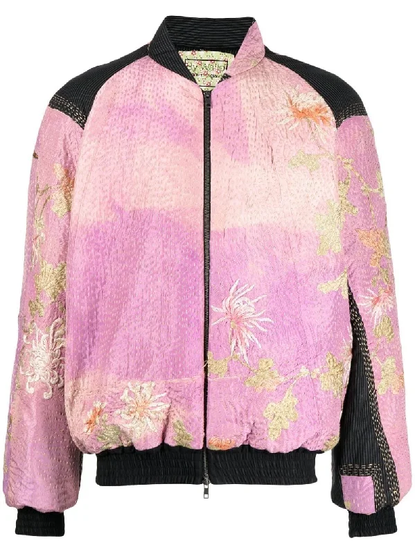 Men's Coats with Fur TrimOtto Embroidered Bomber Jacket