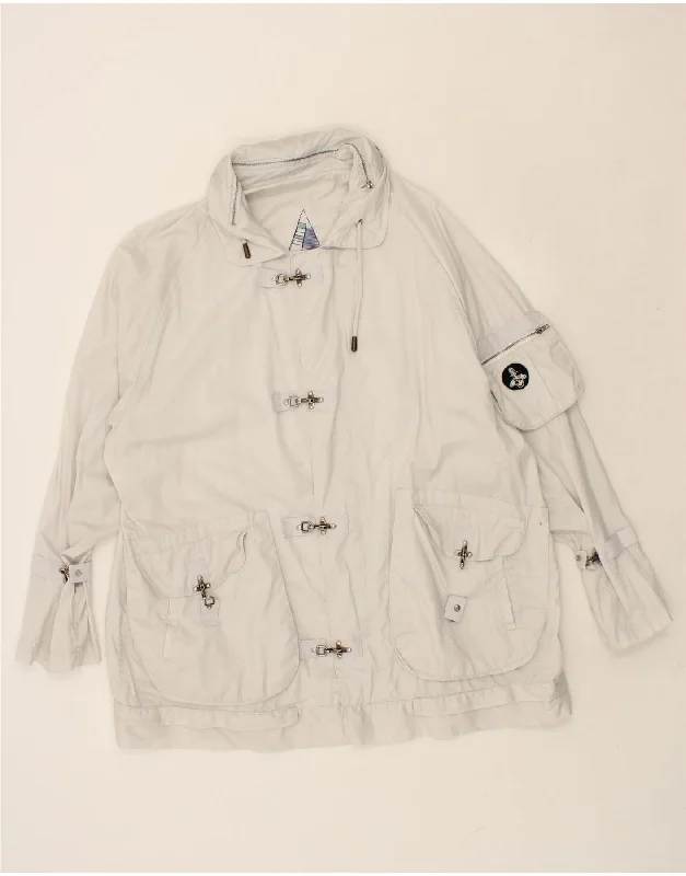 Men's Coats with Slim FitsPOP 84 Mens Hooded Utility Jacket UK 42 XL White Cotton