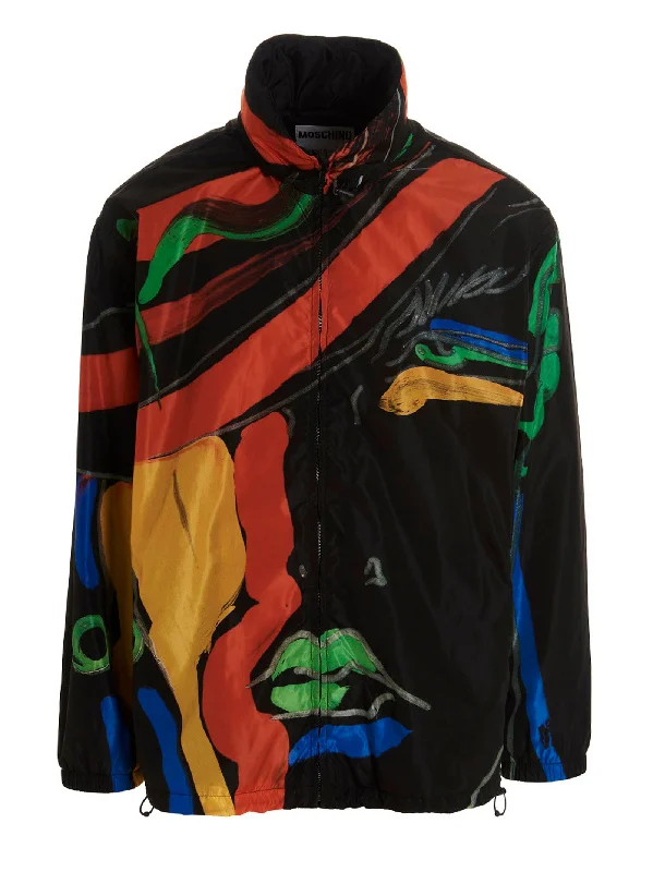 Men's Coats with Patchwork DesignsPrinted Nylon Jacket