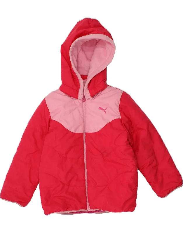 Cool Men's Pea CoatsPUMA Girls Hooded Padded Jacket 3-4 Years Red Colourblock Polyester Cool Men's Pea CoatsPUMA Girls Hooded Padded Jacket 3-4 Years Red Colourblock Polyester