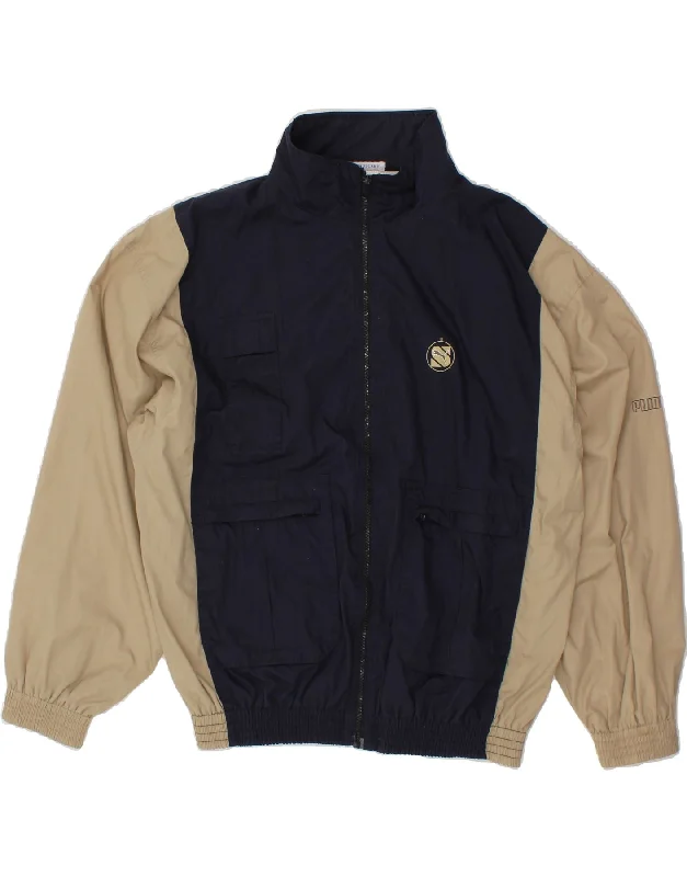 Men's Coats with PocketsPUMA Mens Loose Fit Bomber Jacket UK 36 Small Navy Blue Colourblock