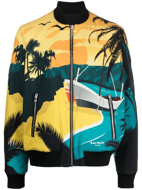 Men's Coats for SnowboardingReversible Graphic-Print Bomber Jacket