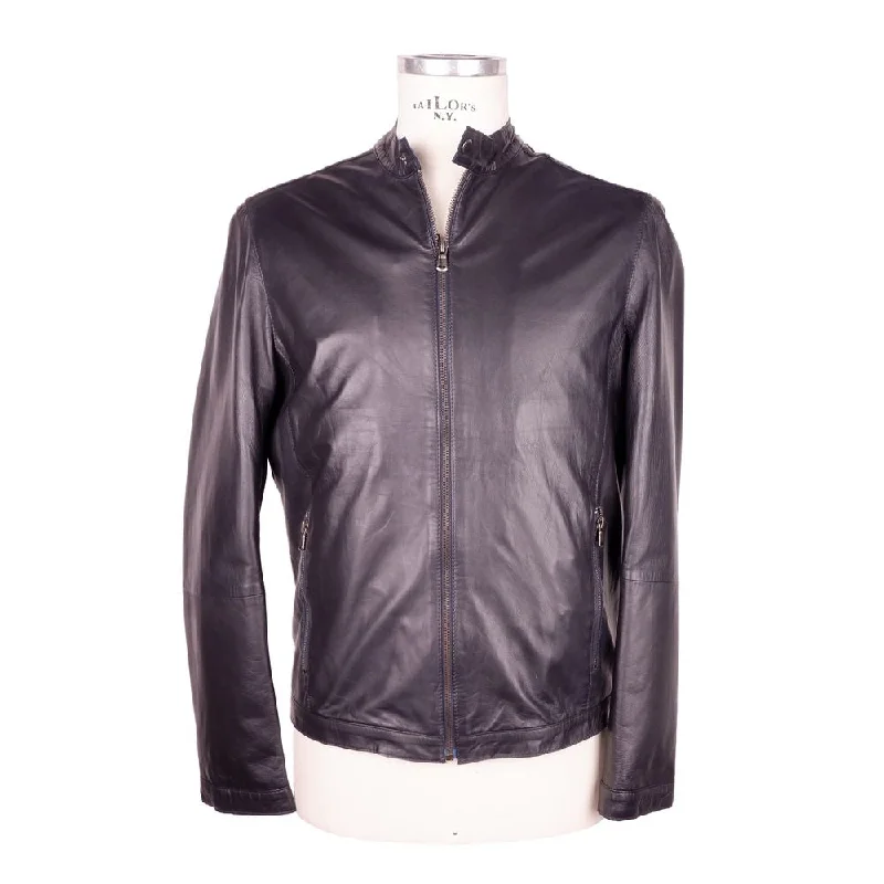 Men's Coats with Inner PocketsSleek Black Genuine Leather Jacket