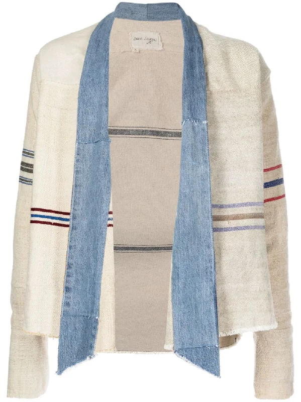 Men's Coats with Slim FitsStripe-Print Panelled Jacket