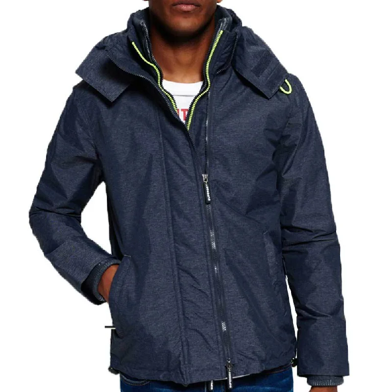 Men's Coats for Short MenSuperdry Mens Tech Hood Wind cheater Zip Jacket - Navy Marl/lemonade Men's Coats for Short MenSuperdry Mens Tech Hood Wind cheater Zip Jacket - Navy Marl/lemonade