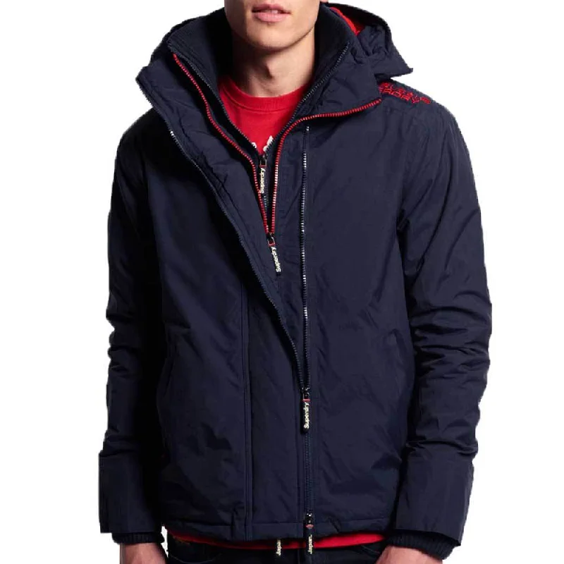 Men's Coats for Rainy WeatherSuperdry Mens Tech Hood Windcheater Zip Jacket - Nautical Navy/Rebel Red Men's Coats for Rainy WeatherSuperdry Mens Tech Hood Windcheater Zip Jacket - Nautical Navy/Rebel Red