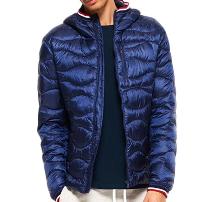 Versatile Men's Pea CoatsSuperdry Mens Wave Quilt Hooded Jacket - Navy