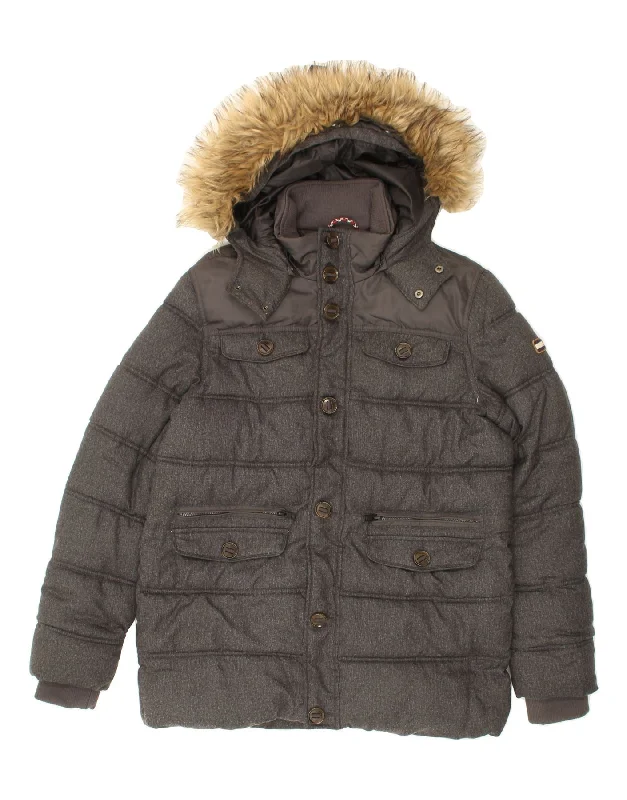 Men's Coats with Convertible CollarsTOMMY HILFIGER Mens Hooded Padded Jacket UK 40 Large Grey