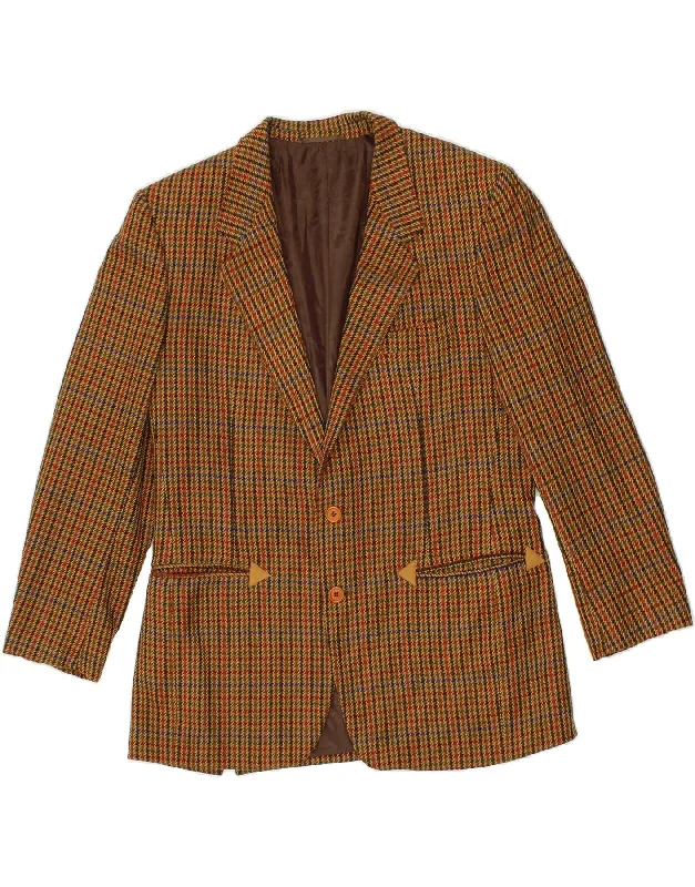 Men's Coats for SnowboardingVINTAGE Mens 2 Button Blazer Jacket UK 38 Medium Brown Houndstooth