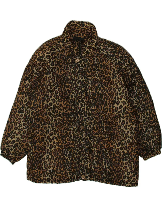 Men's Coats with Water-Repellent FabricVINTAGE Mens Bomber Jacket UK 42 XL Brown Animal Print Silk Men's Coats with Water-Repellent FabricVINTAGE Mens Bomber Jacket UK 42 XL Brown Animal Print Silk