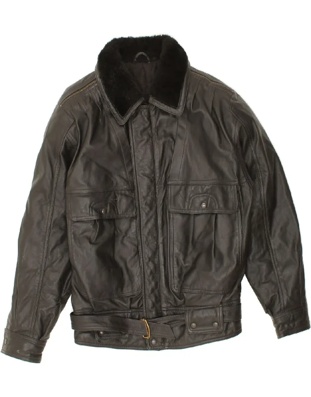 Trendy Men's Anorak JacketsVINTAGE Mens Leather Jacket UK 36 Small Black Leather