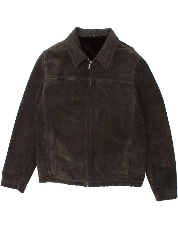 Men's Coats with Breathable FabricVINTAGE Mens Leather Jacket UK 38 Medium Grey