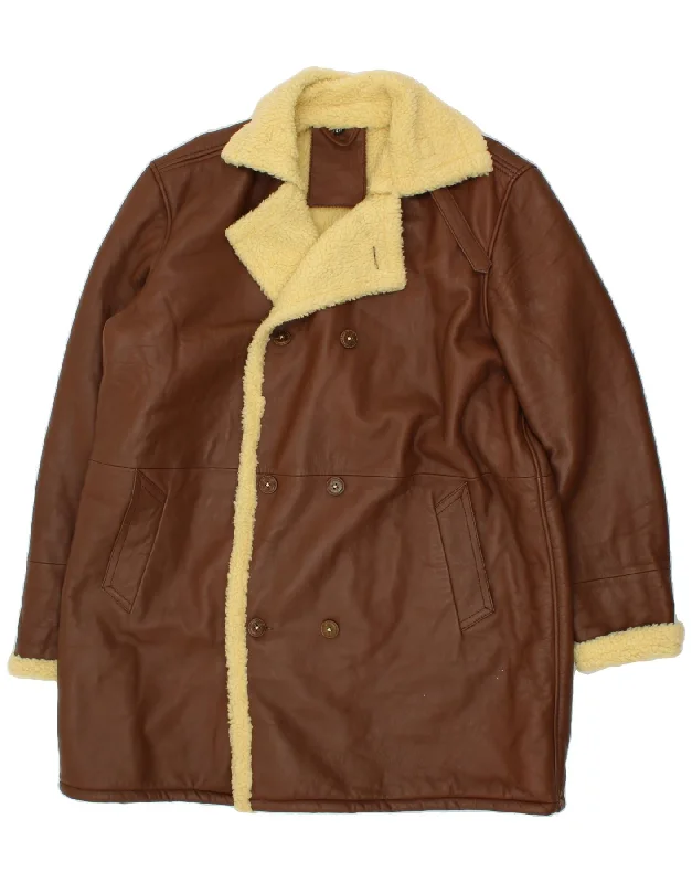 Men's Coats with Modern CutsVINTAGE Mens Sherpa Jacket UK 48 4XL Brown