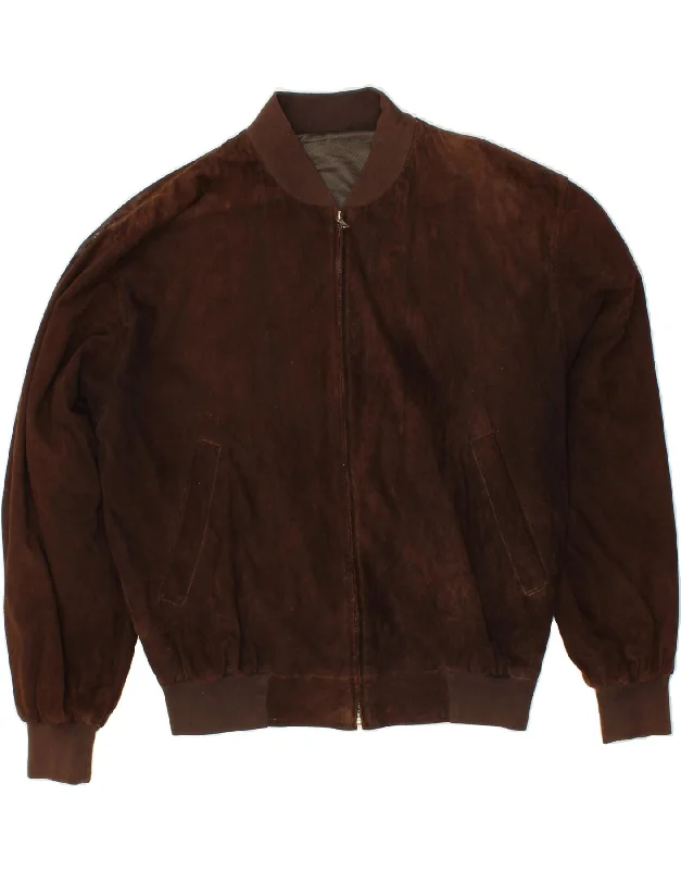 Casual Men's Bomber JacketsVINTAGE Mens Suede Bomber Jacket UK 42 XL Brown