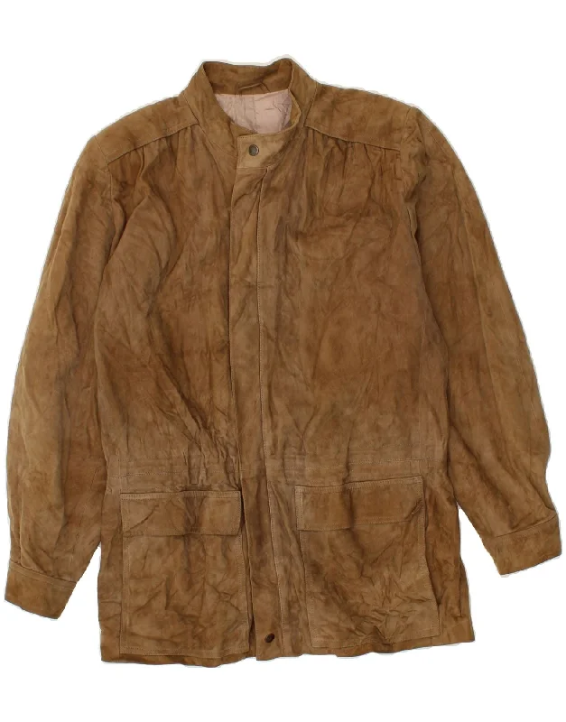 Comfortable Men's ParkasVINTAGE Mens Suede Jacket IT 48 Medium Brown