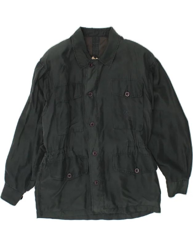 Men's Coats without LiningVINTAGE Mens Utility Jacket UK 38 Medium Grey Silk