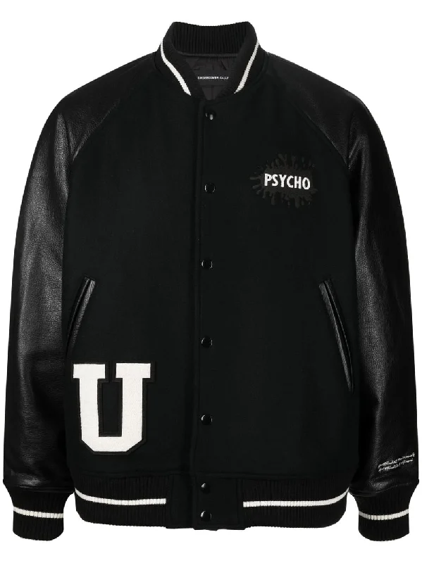 Men's Coats with Multi-Pocket DesignX Psycho Patch Bomber Jacket